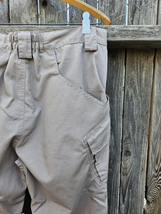 Men Beige Utility Cargo Pants - Neutral Workwear Style Size L - Picture 10 of 16